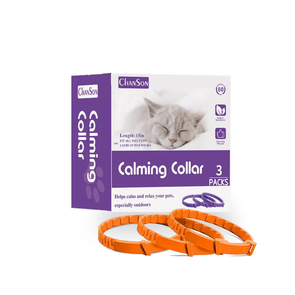 CalmCat - Calming Collar for Cats – Anxiety & Stress Relief (3-Pack)