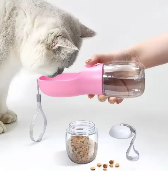 Portable Pet Water & Food Bottle with Bowl - Leak Proof